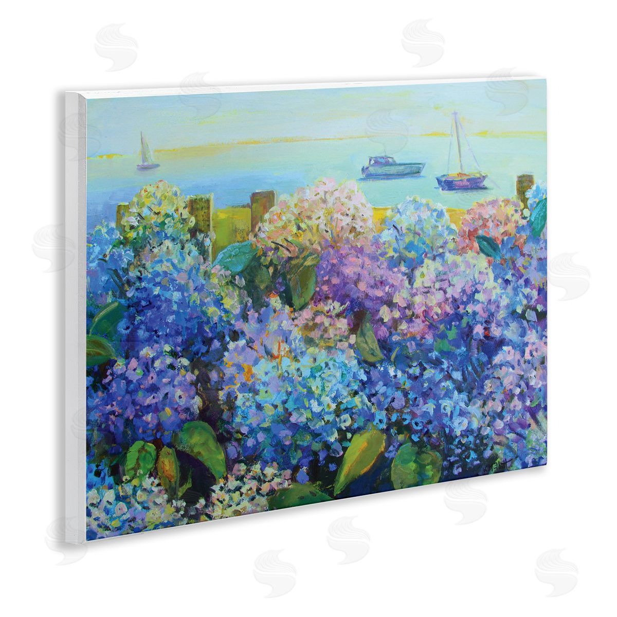 Hydrangea By The Sea Wood Plaque Wall Art, Home Decor by Catherine Elliot