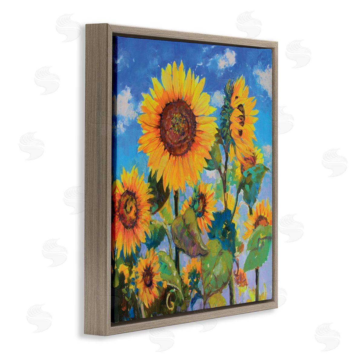 Catherine Elliot Lost Acres Sunflowers Brown Floating Frame Canvas Wall Art Print
