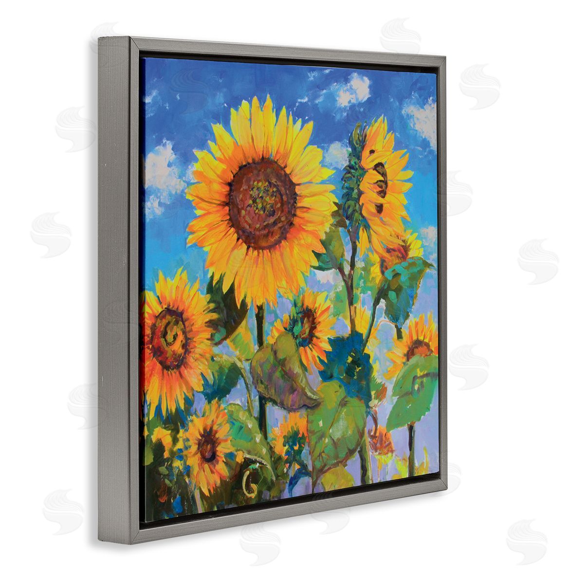 Catherine Elliot Lost Acres Sunflowers Gray Floating Frame Canvas Wall Art Print