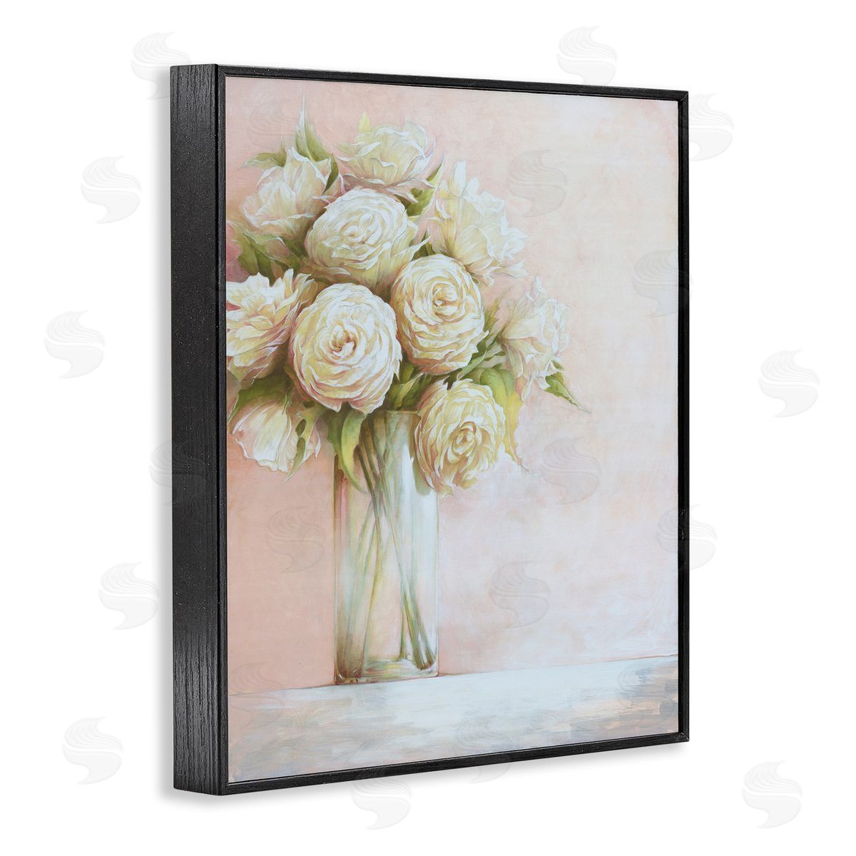 Romantic Roses Bouquet Black Frame Print Wall Art, Home Decor by Cloverfield and Co.