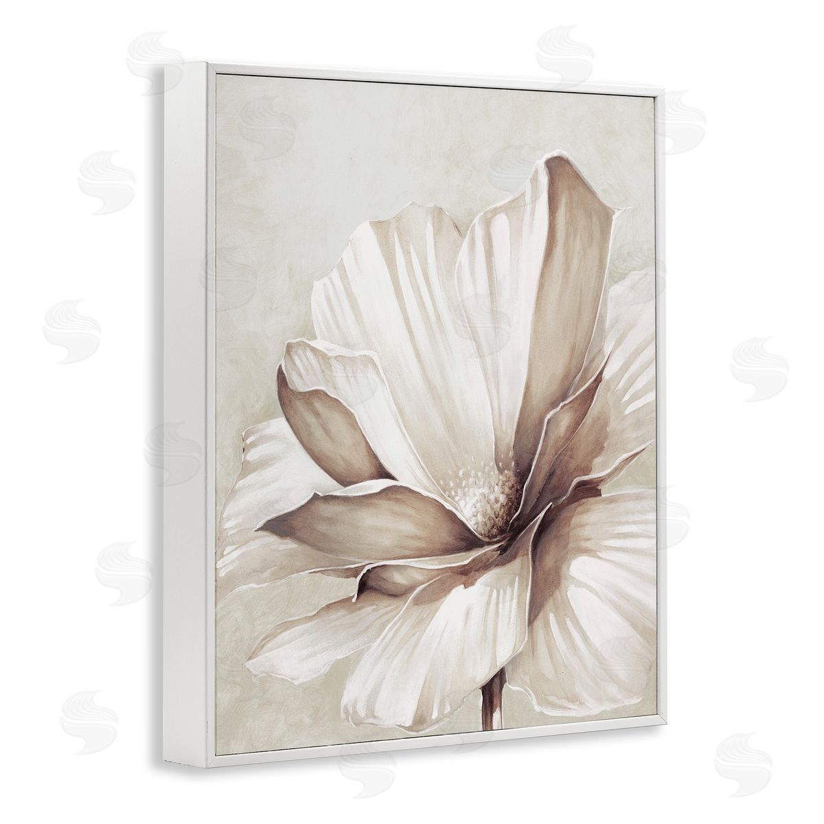 White Flower Petals White Frame Print Wall Art, Home Decor by Cloverfield and Co.