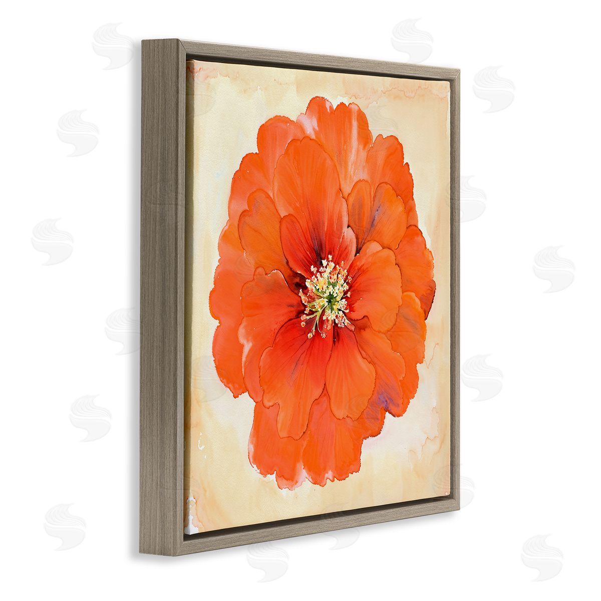 Christine Zalewski Mixed Media Flowers Brown Floating Frame Canvas Wall Art Print