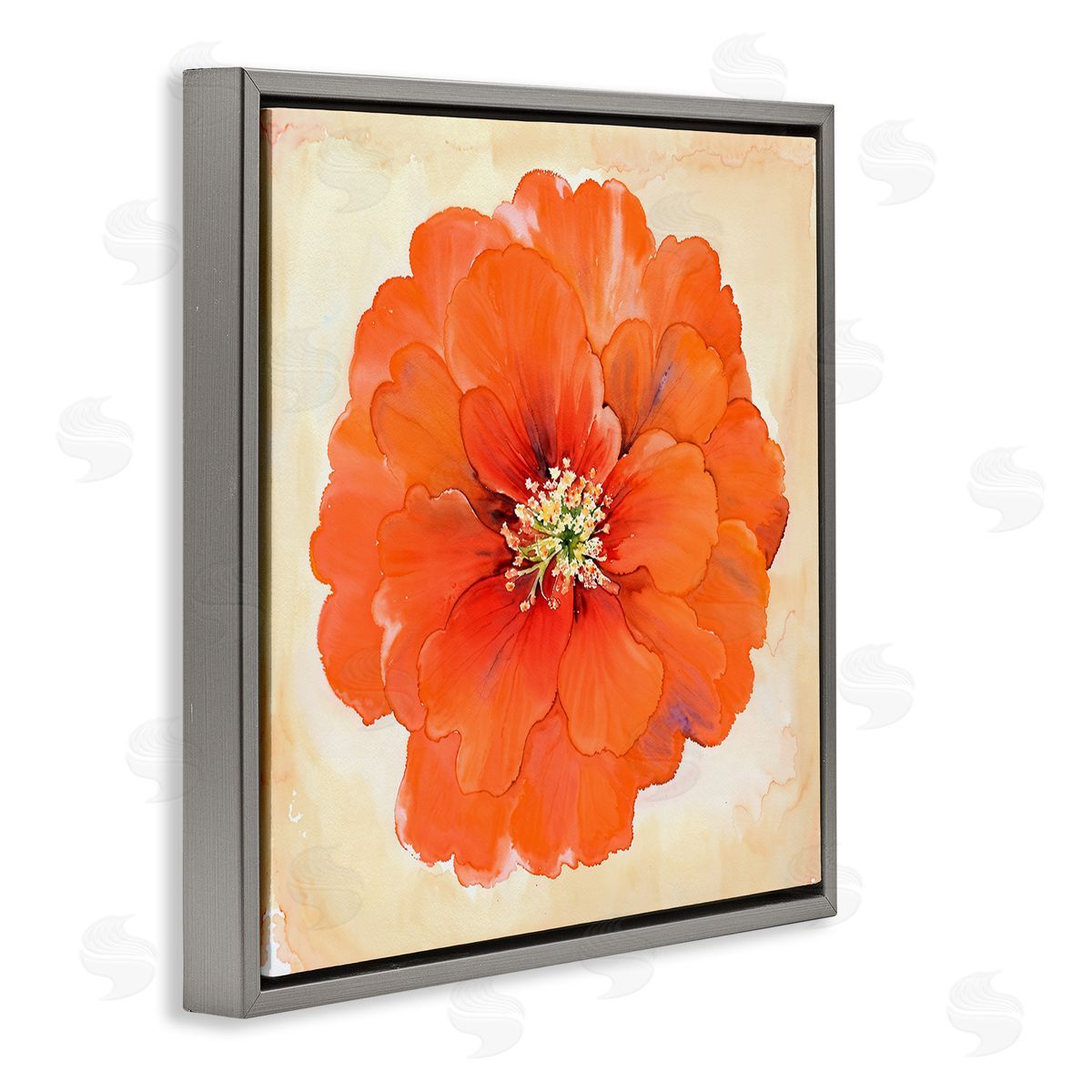 Christine Zalewski Mixed Media Flowers Gray Floating Frame Canvas Wall Art Print