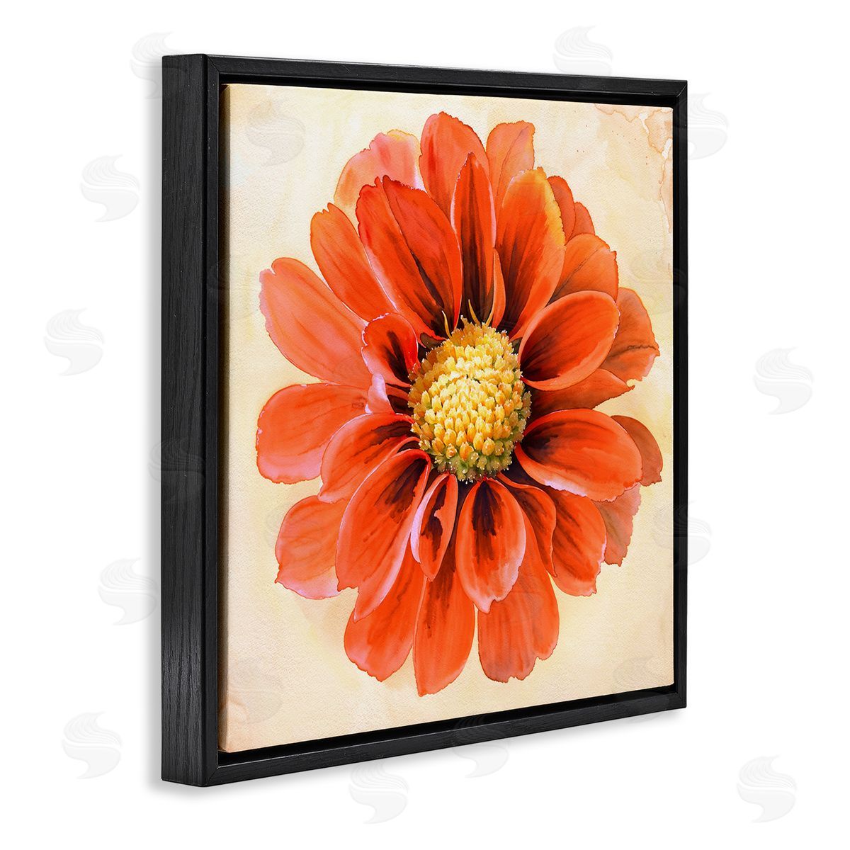 Christine Zalewski Orange Dahlia Bloom Black Floating Frame Canvas Wall Art Print
