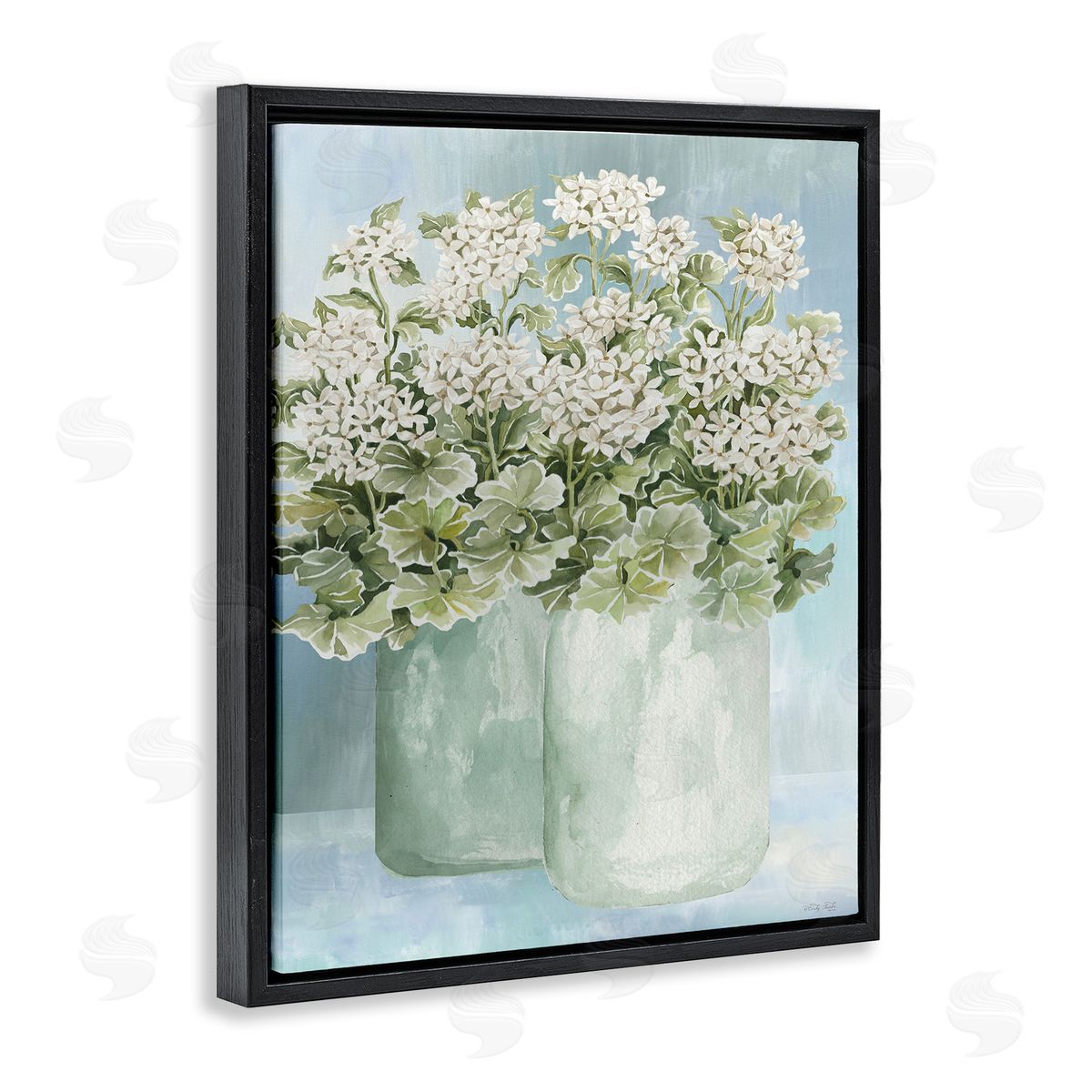 Charming Country Herbs Black Floating Frame Canvas Wall Art, Home Decor by Cindy Jacobs