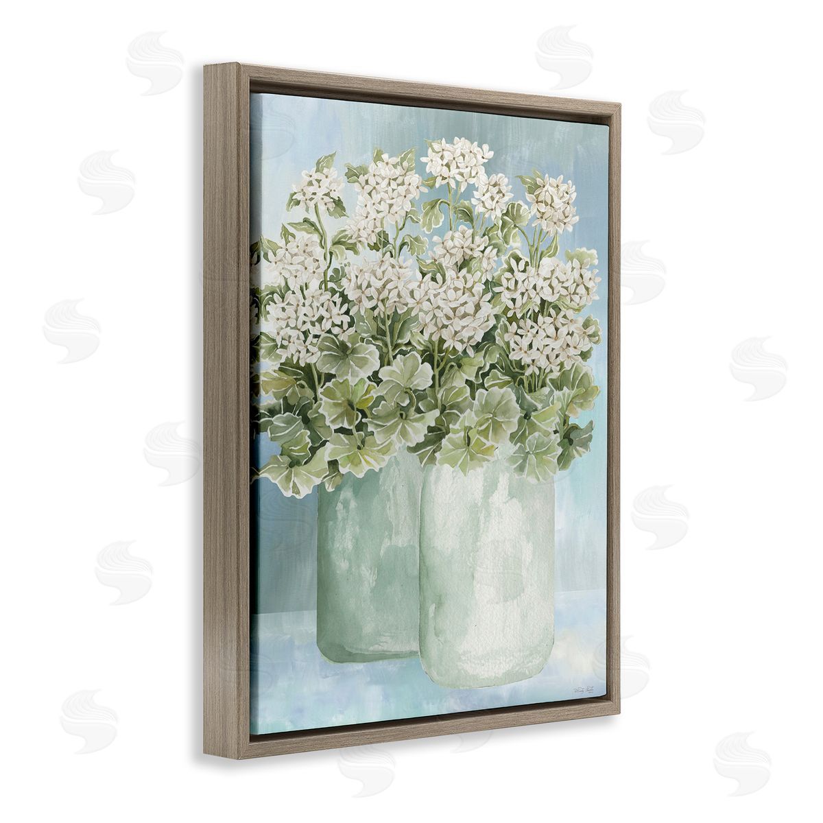 Charming Country Herbs Brown Floating Frame Canvas Wall Art, Home Decor by Cindy Jacobs