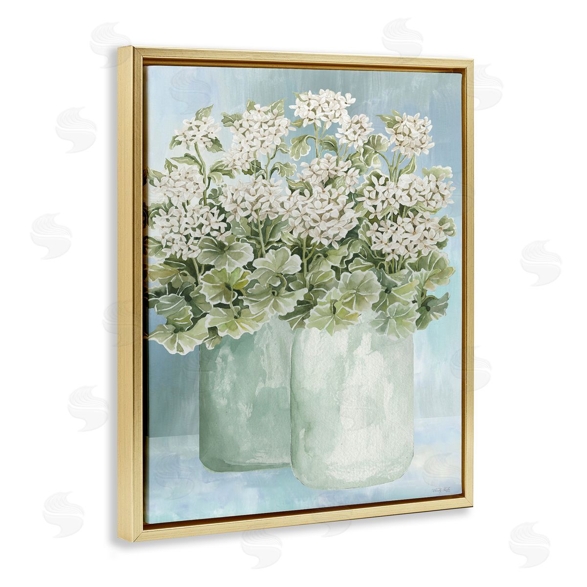 Charming Country Herbs Gold Floating Frame Canvas Wall Art, Home Decor by Cindy Jacobs