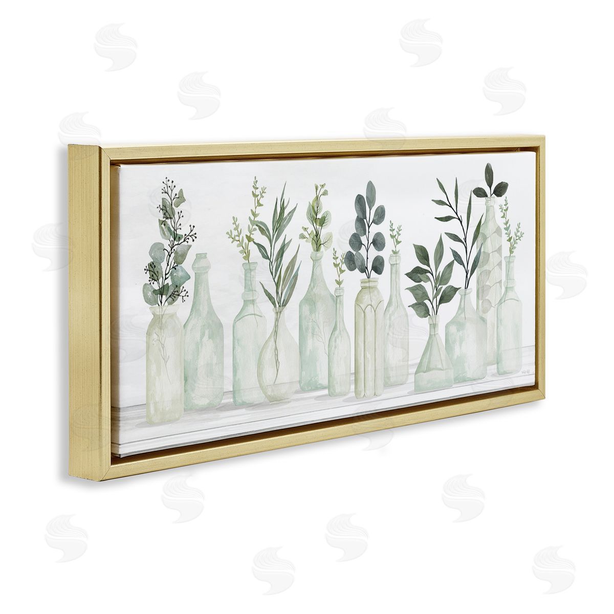 Country Herb Jars Gold Floating Frame Canvas Wall Art, Home Decor by Cindy Jacobs