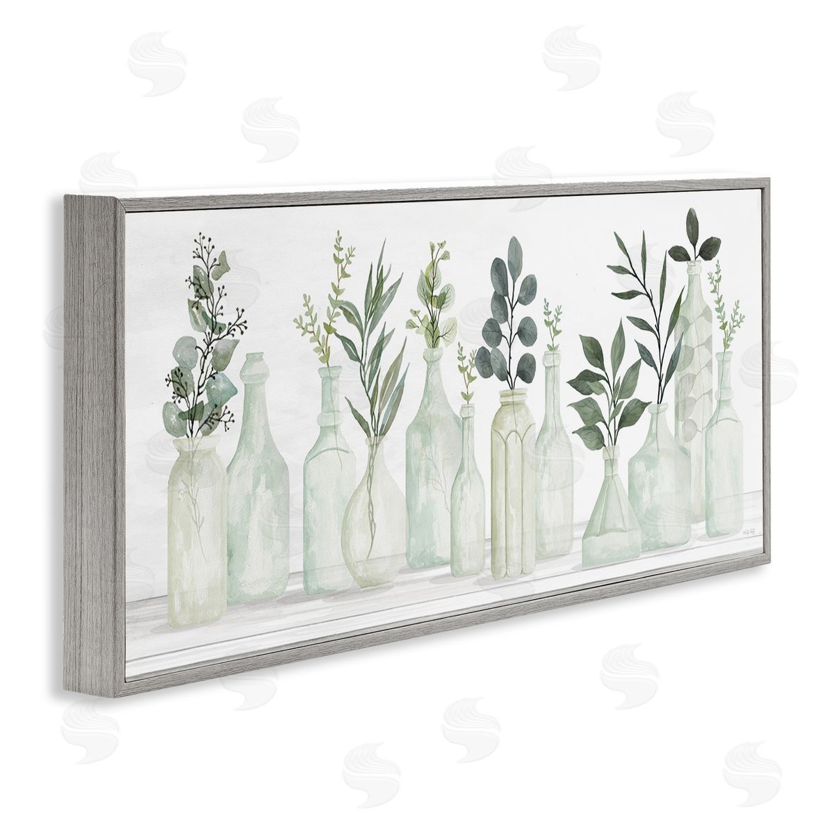 Country Herb Jars Grey Frame Print Wall Art, Home Decor by Cindy Jacobs