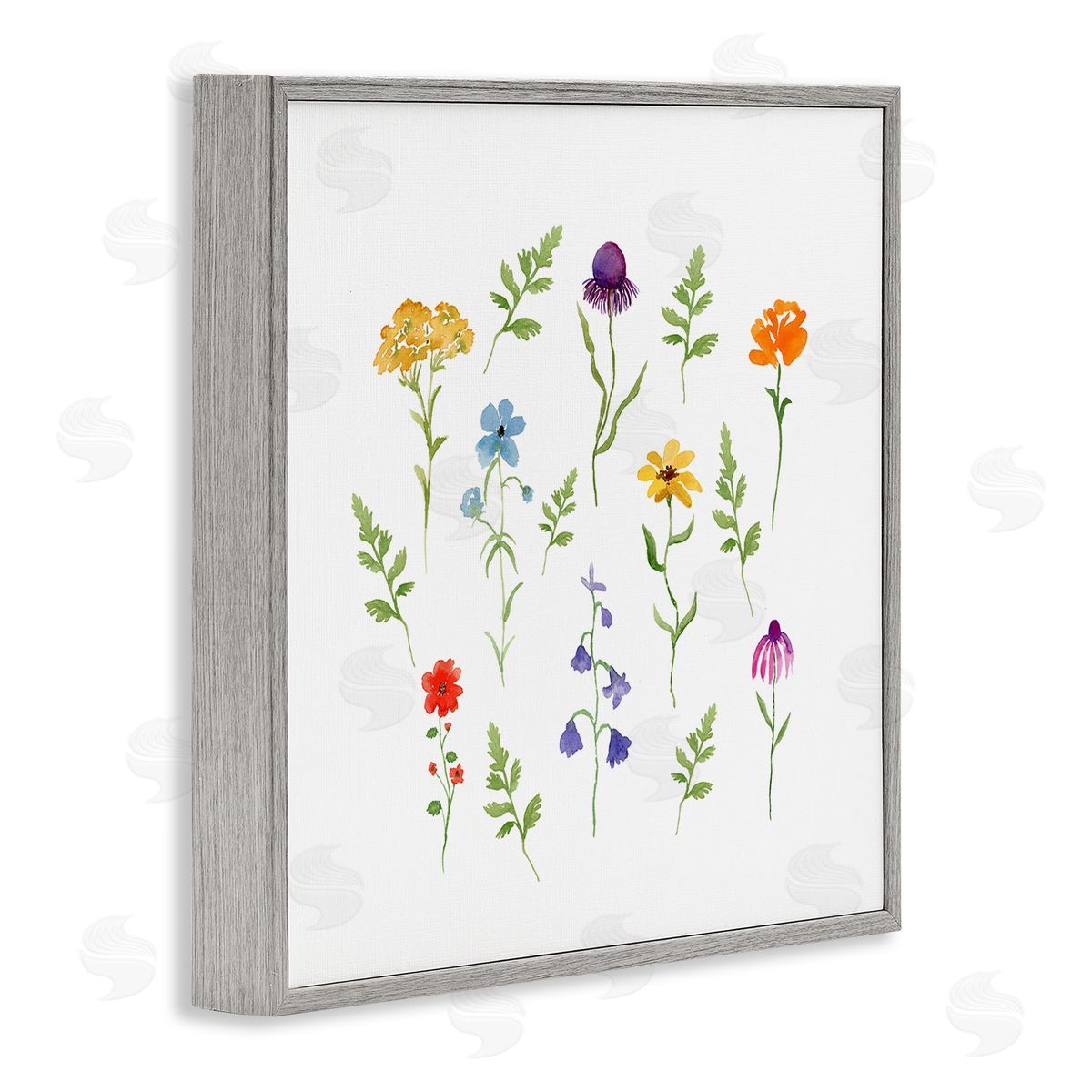 Corinne Rose Designs Various Cottage Herbs Gray Framed Giclee Wall Art Print