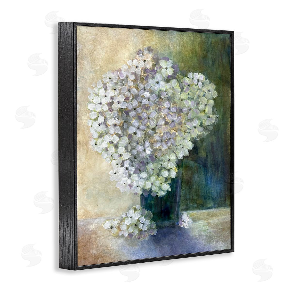 Romantic Hydrangea Blooms Black Frame Print Wall Art, Home Decor by Doris Charest