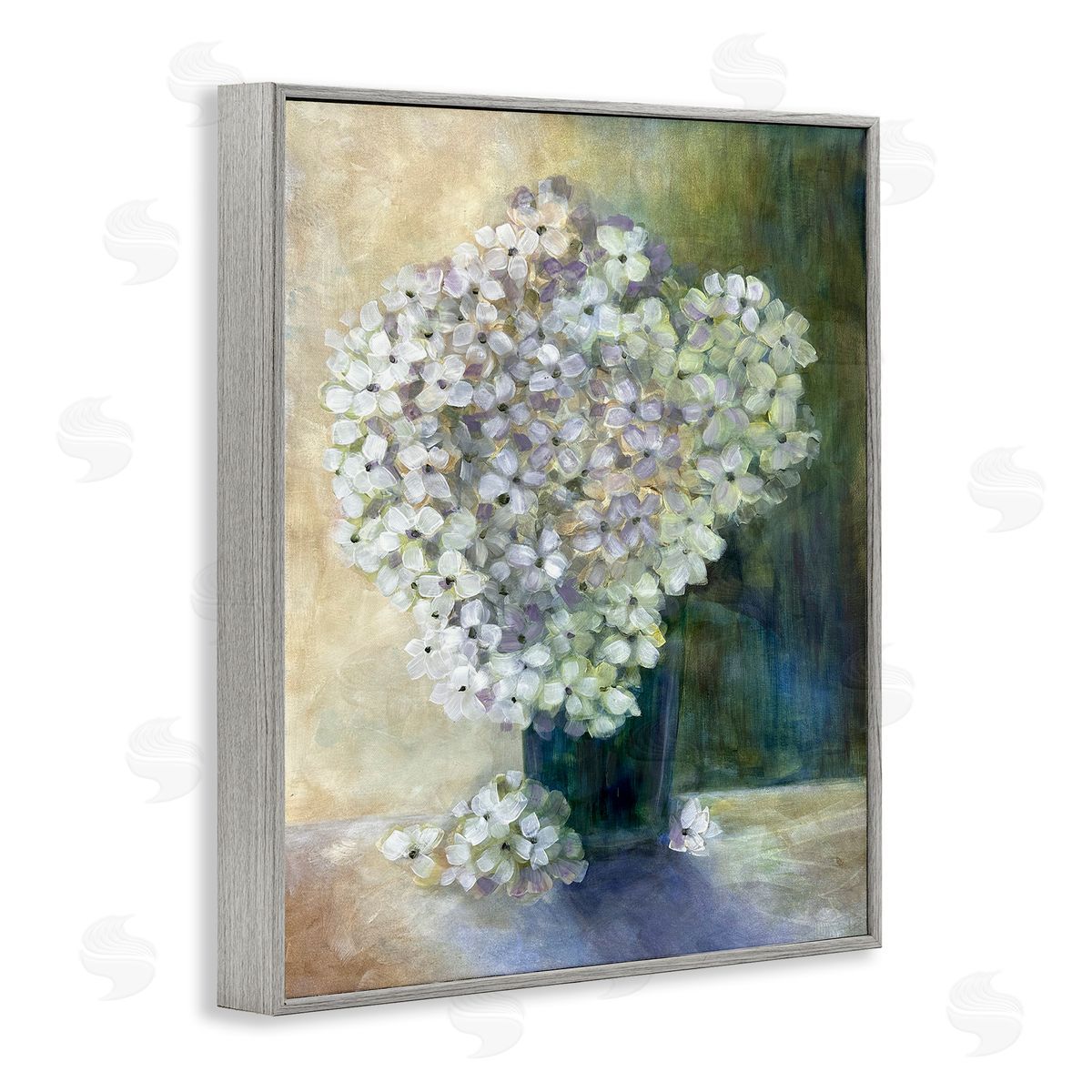 Romantic Hydrangea Blooms Grey Frame Print Wall Art, Home Decor by Doris Charest