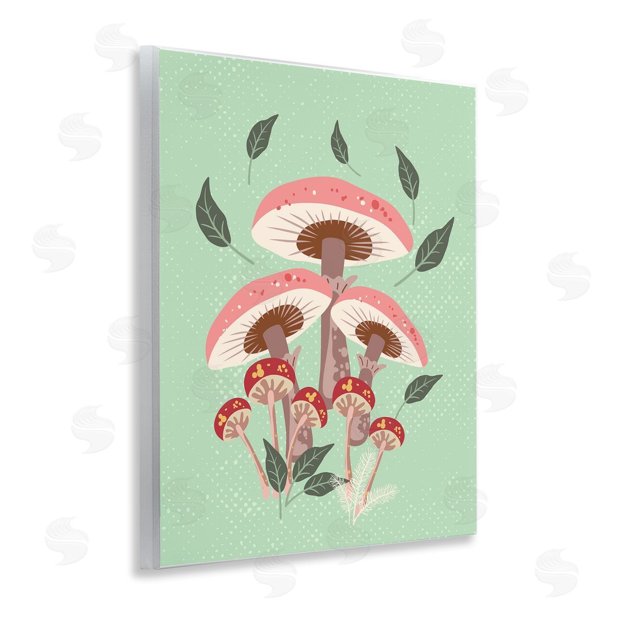 Mushrooms and Falling Leaves Wood Plaque Wall Art, Home Decor by Diane Labombarbe