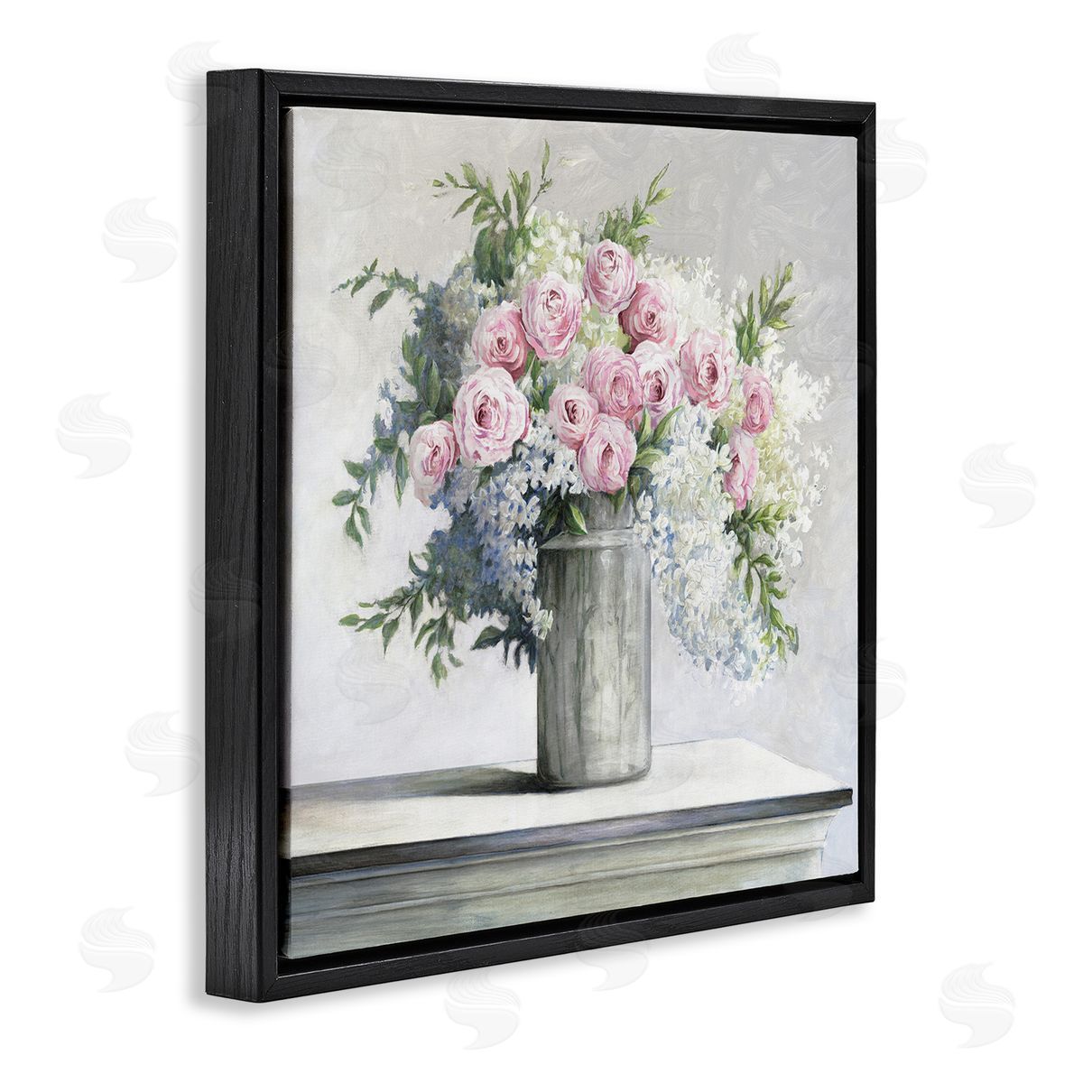 Soft Pink Roses Black Floating Frame Canvas Wall Art, Home Decor by Dogwood Portfolio