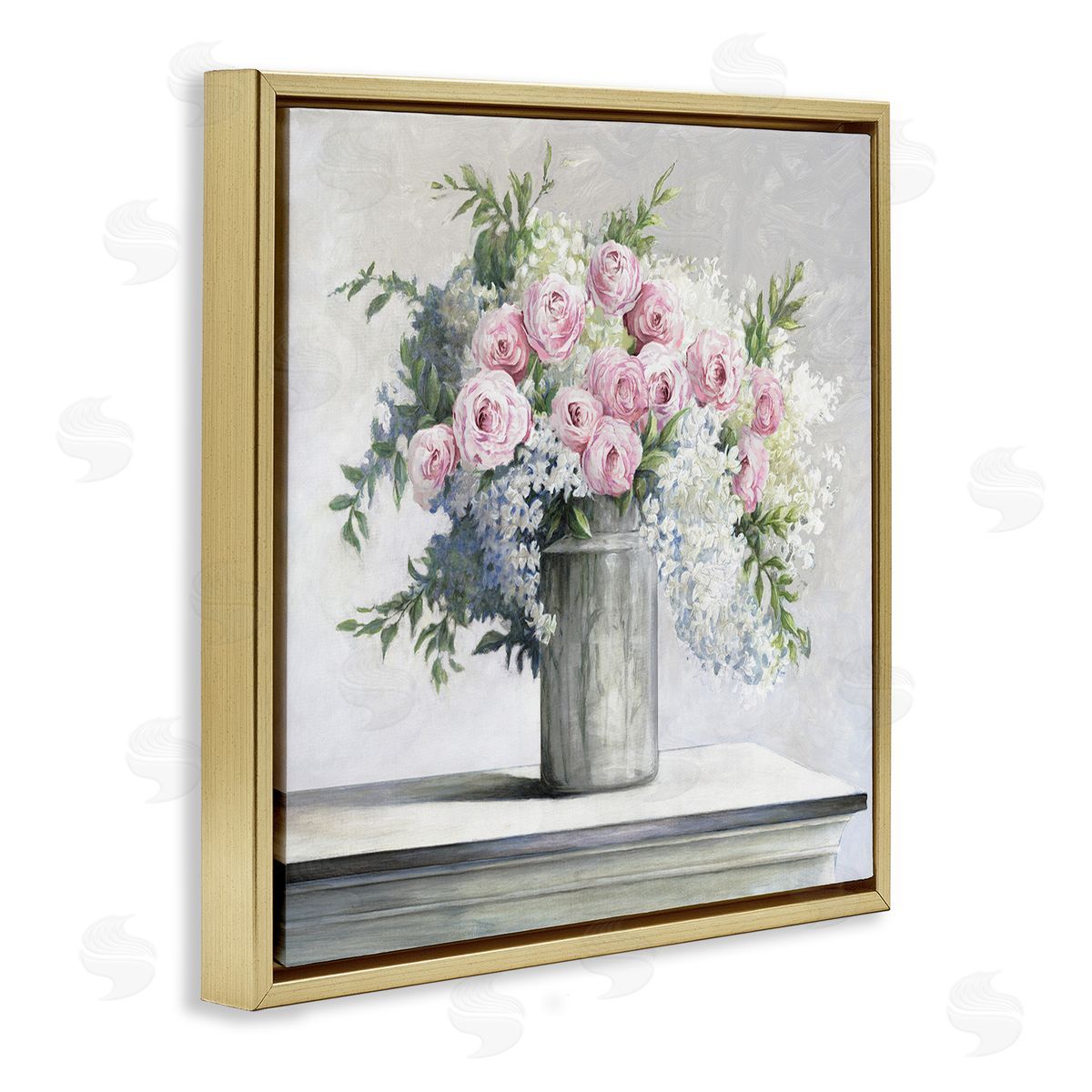 Soft Pink Roses Gold Floating Frame Canvas Wall Art, Home Decor by Dogwood Portfolio