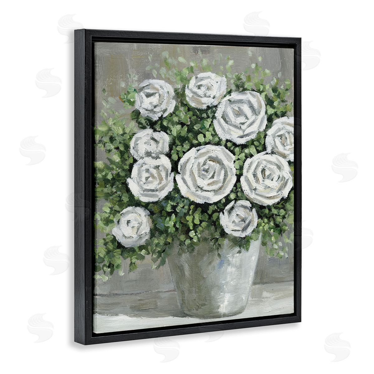 Potted Ranunculus Blooms Black Floating Frame Canvas Wall Art, Home Decor by Dogwood Portfolio