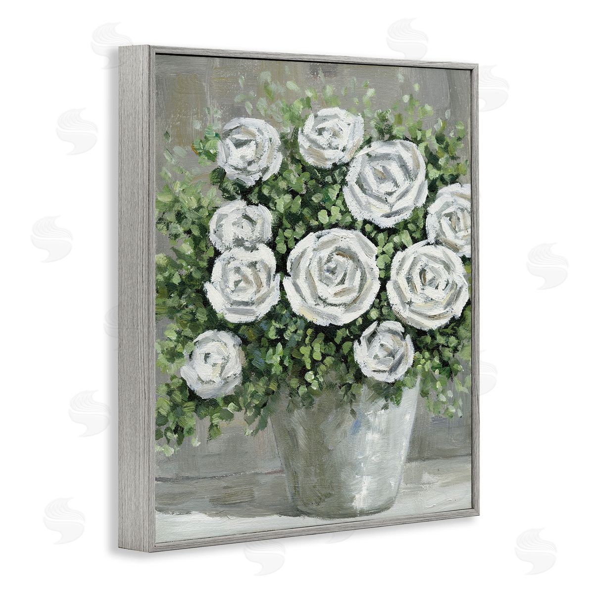 Potted Ranunculus Blooms Grey Frame Print Wall Art, Home Decor by Dogwood Portfolio