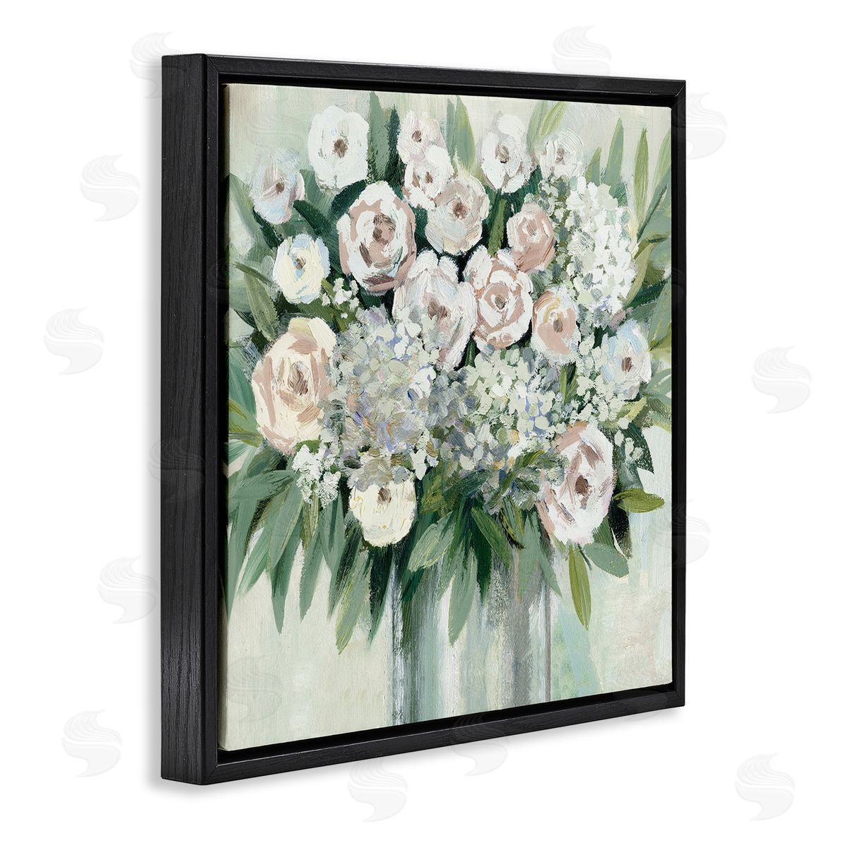 Dogwood Portfolio Charming Brushed Roses Black Floating Frame Canvas Wall Art Print