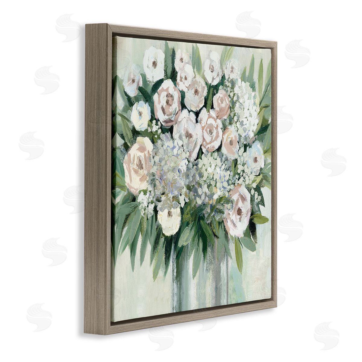 Dogwood Portfolio Charming Brushed Roses Brown Floating Frame Canvas Wall Art Print