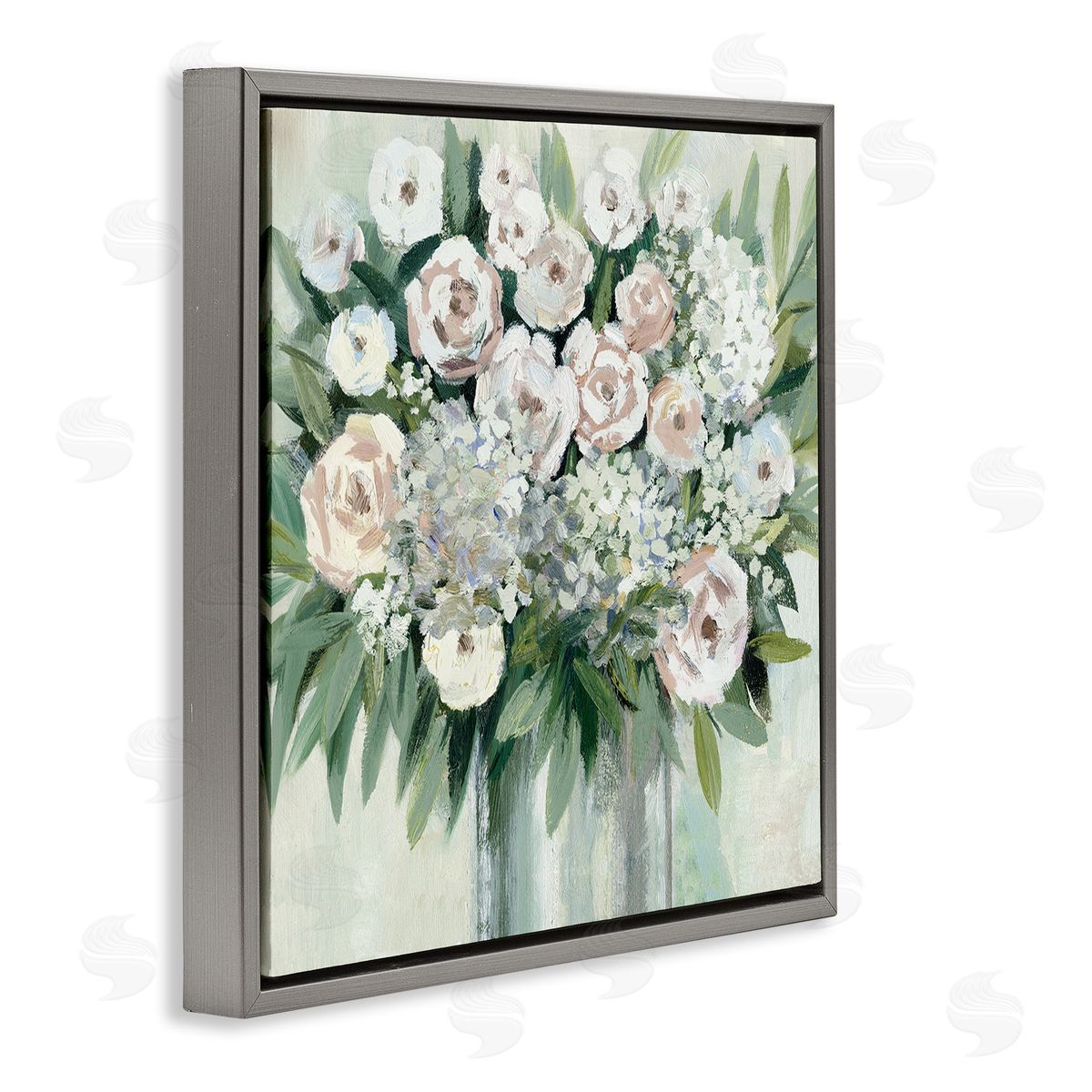Dogwood Portfolio Charming Brushed Roses Gray Floating Frame Canvas Wall Art Print