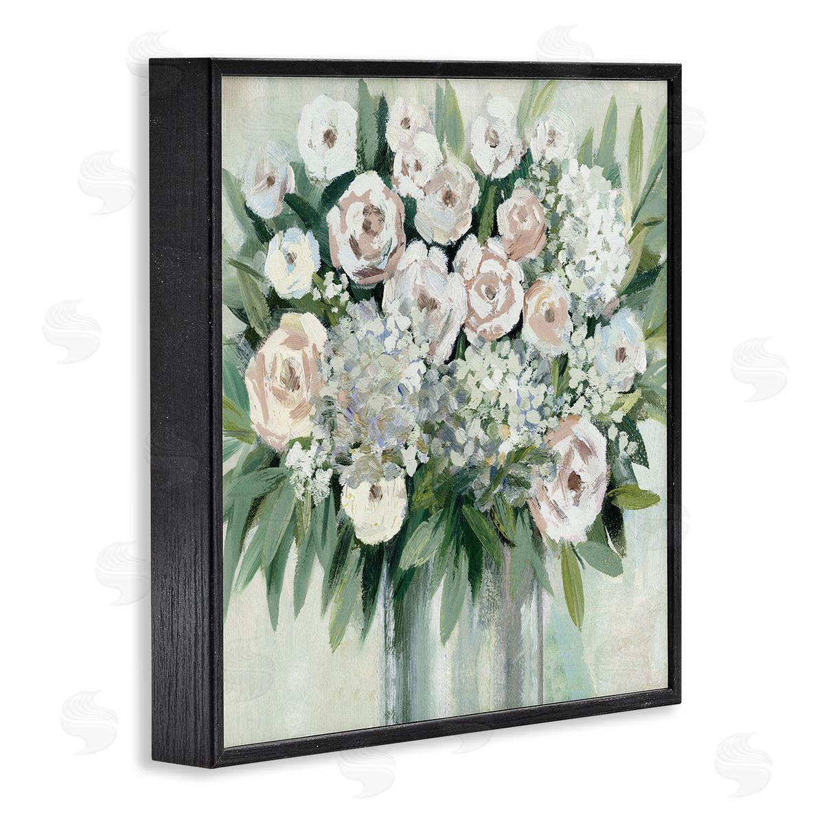Dogwood Portfolio Charming Brushed Roses Black Framed Giclee Wall Art Print