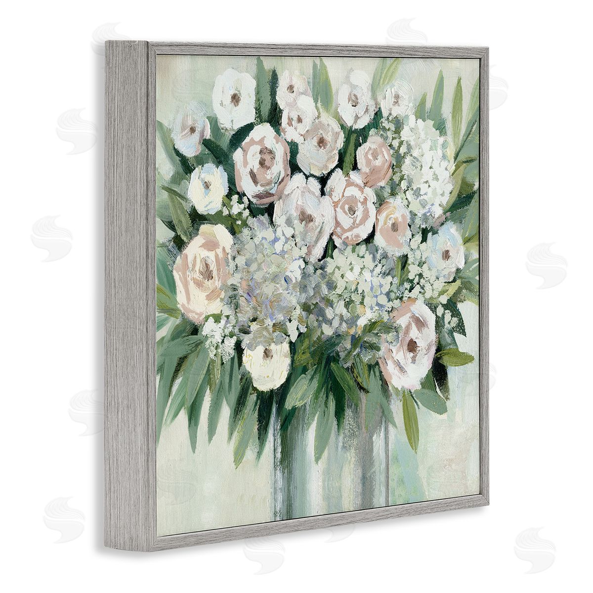 Dogwood Portfolio Charming Brushed Roses Gray Framed Giclee Wall Art Print