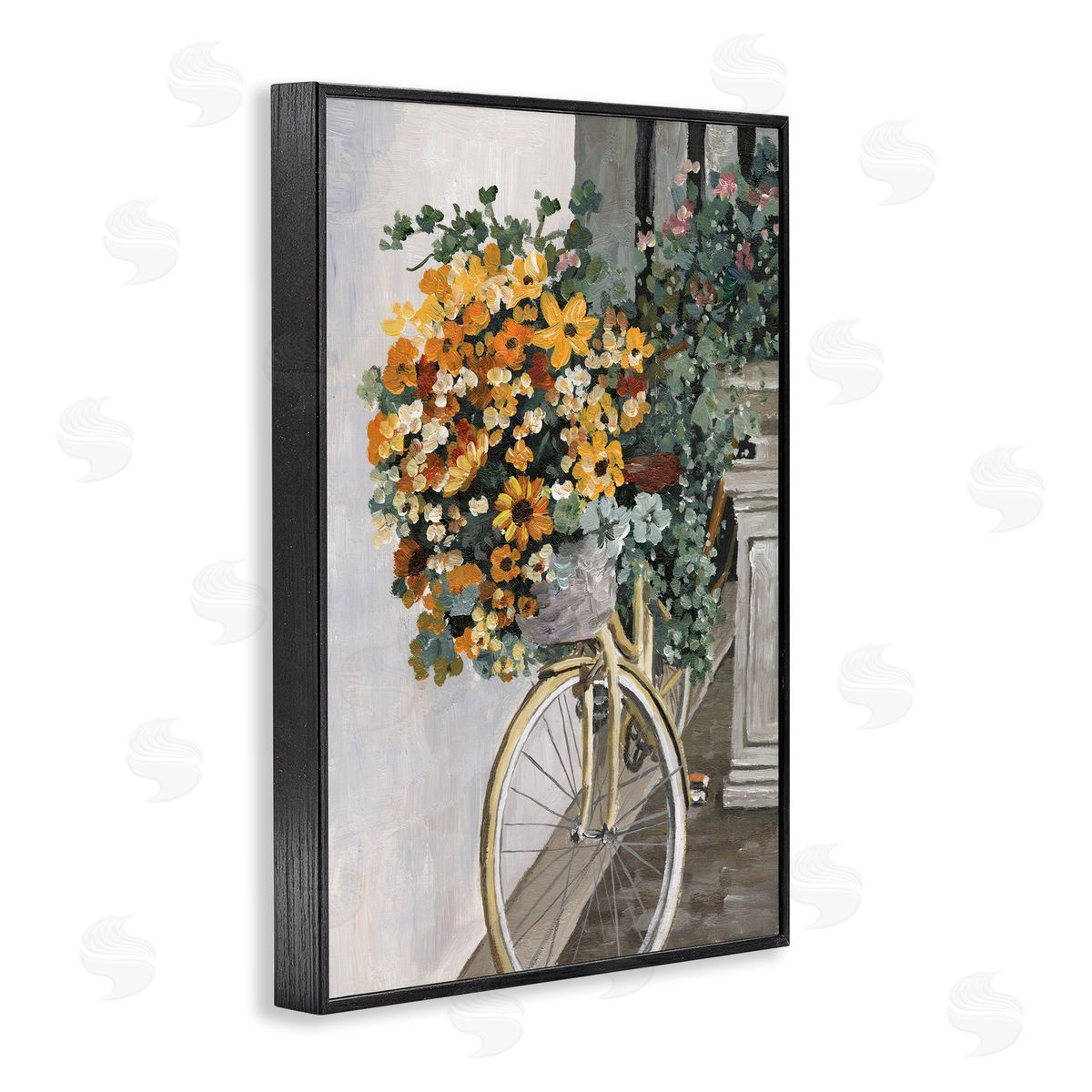 Bouquet on Bicycle Black Frame Print Wall Art, Home Decor by Dogwood Portfolio