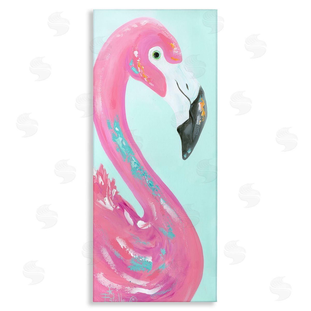 Odd Flamingo Portrait Canvas Wall Art, Home Decor by Estelle Grengs