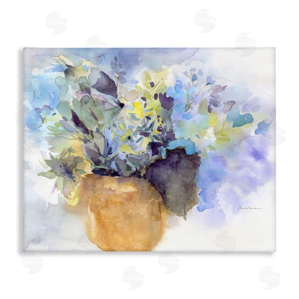 Watercolor Blue Hydrangea Canvas Wall Art, Home Decor by Evelia Designs