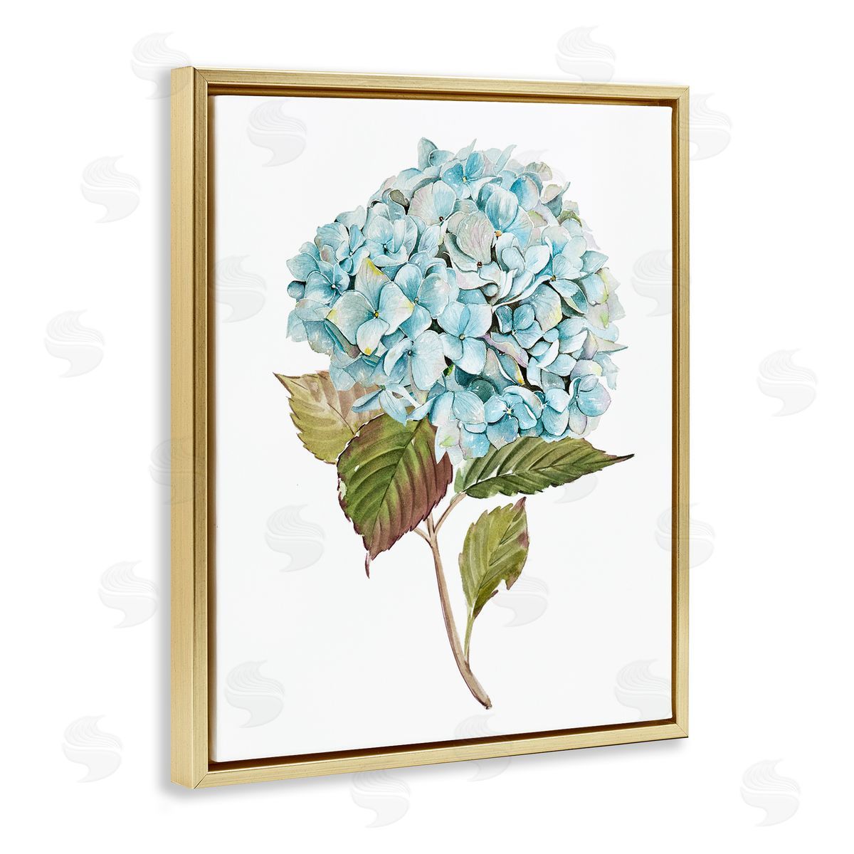 Simple Hydrangea Bud Gold Floating Frame Canvas Wall Art, Home Decor by Enya Todd
