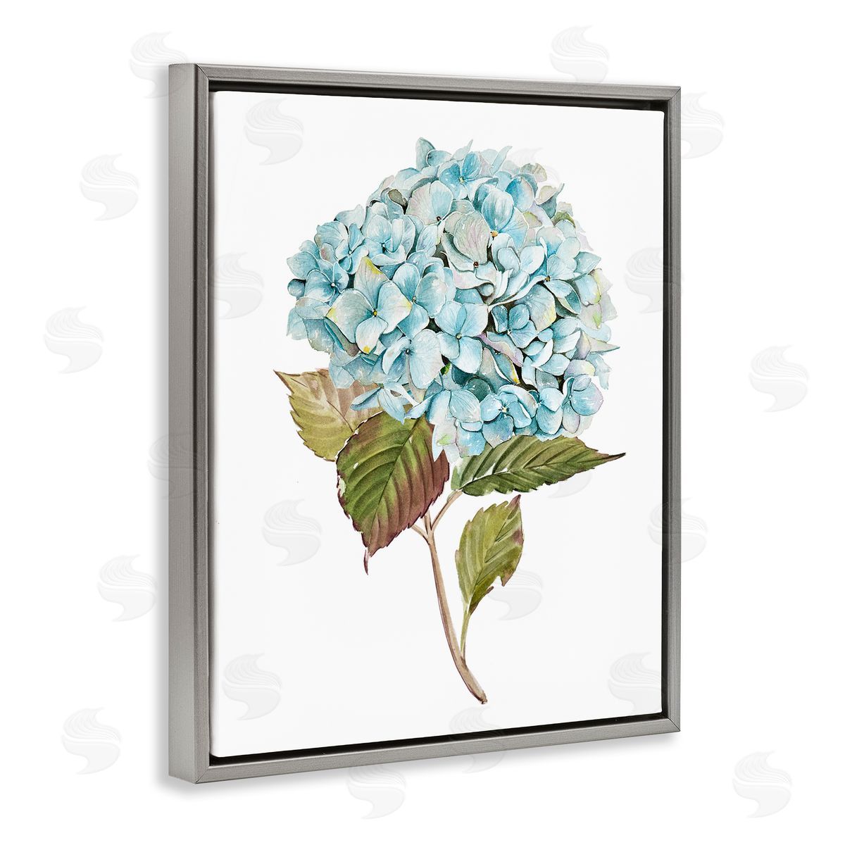 Simple Hydrangea Bud Grey Floating Frame Canvas Wall Art, Home Decor by Enya Todd