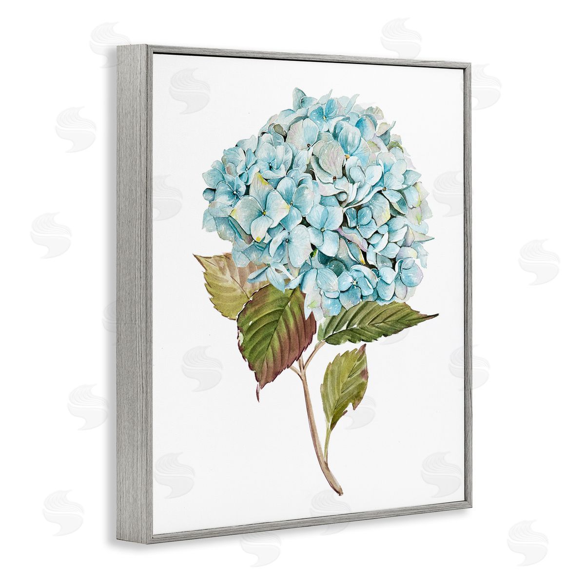 Simple Hydrangea Bud Grey Frame Print Wall Art, Home Decor by Enya Todd