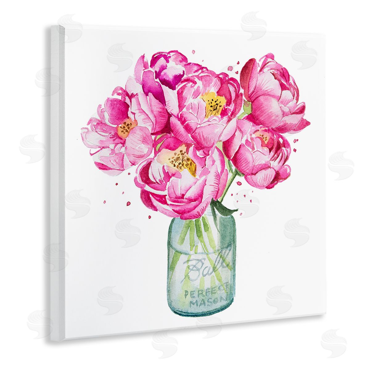 Pink Peony Jar Wood Plaque Wall Art, Home Decor by Enya Todd