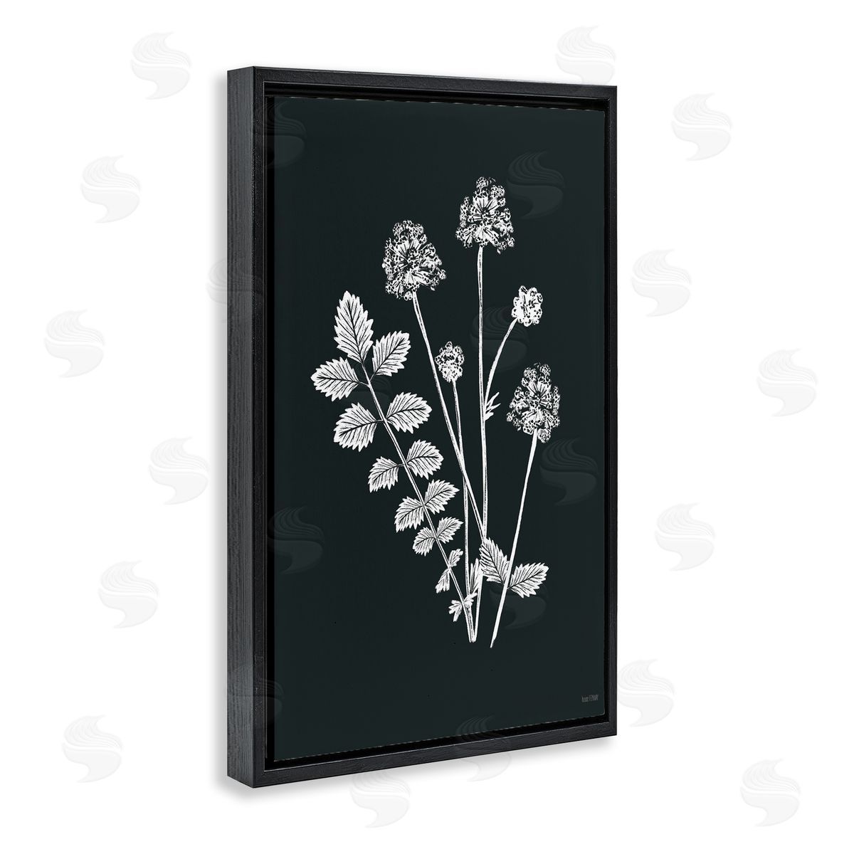 Herb Bunches Impression Black Floating Frame Canvas Wall Art, Home Decor by House Fenway