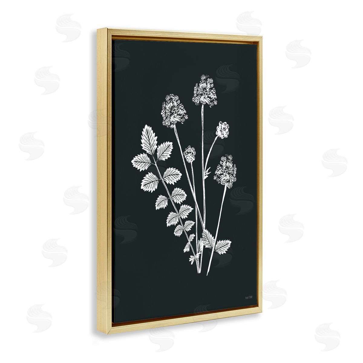 Herb Bunches Impression Gold Floating Frame Canvas Wall Art, Home Decor by House Fenway