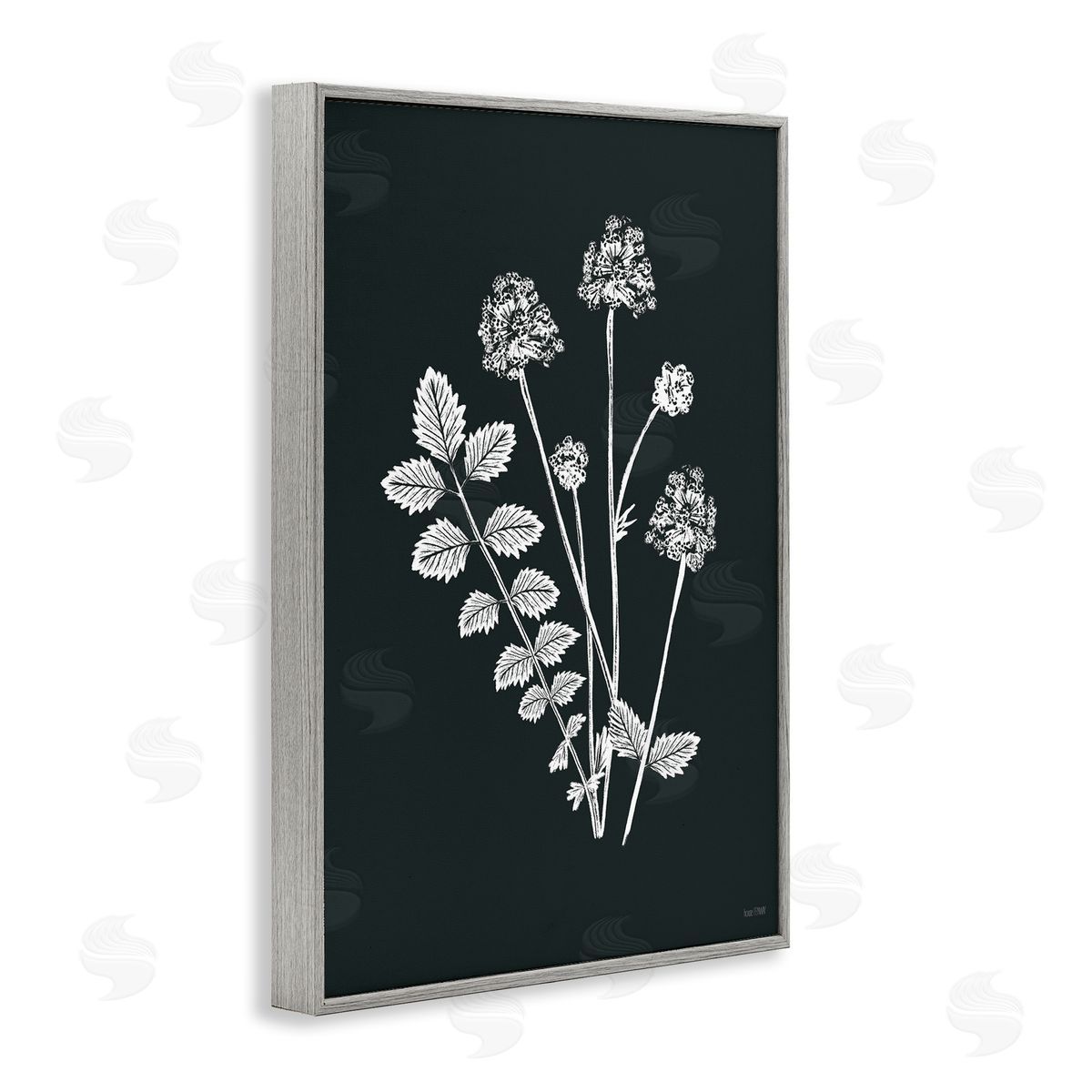 Herb Bunches Impression Grey Frame Print Wall Art, Home Decor by House Fenway