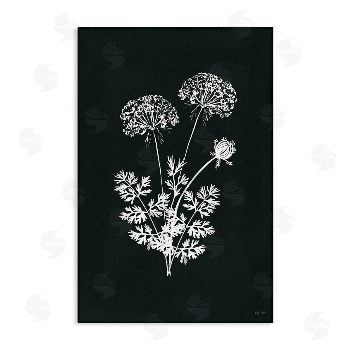 Black Herb Bunches Canvas Wall Art, Home Decor by House Fenway