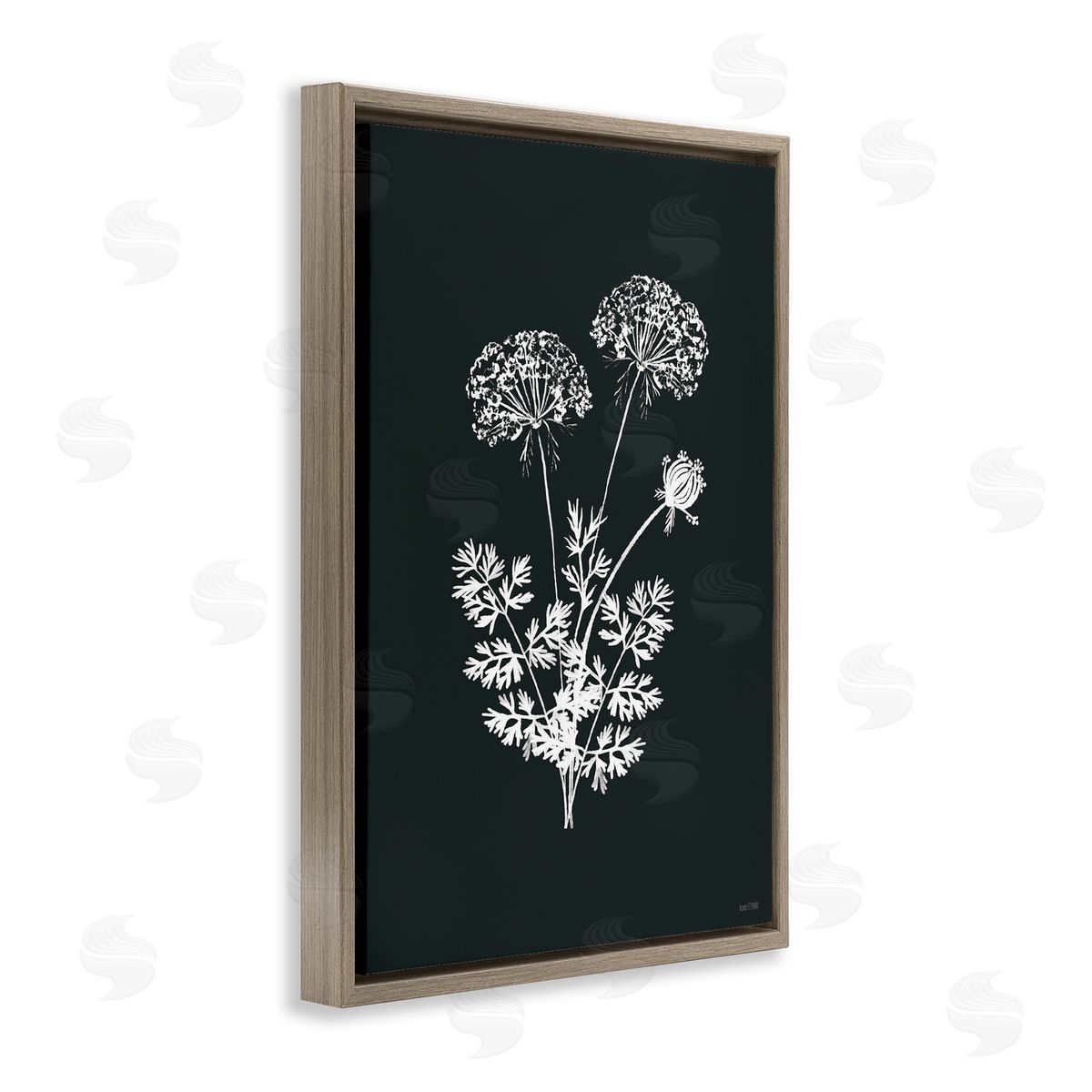 Black Herb Bunches Brown Floating Frame Canvas Wall Art, Home Decor by House Fenway