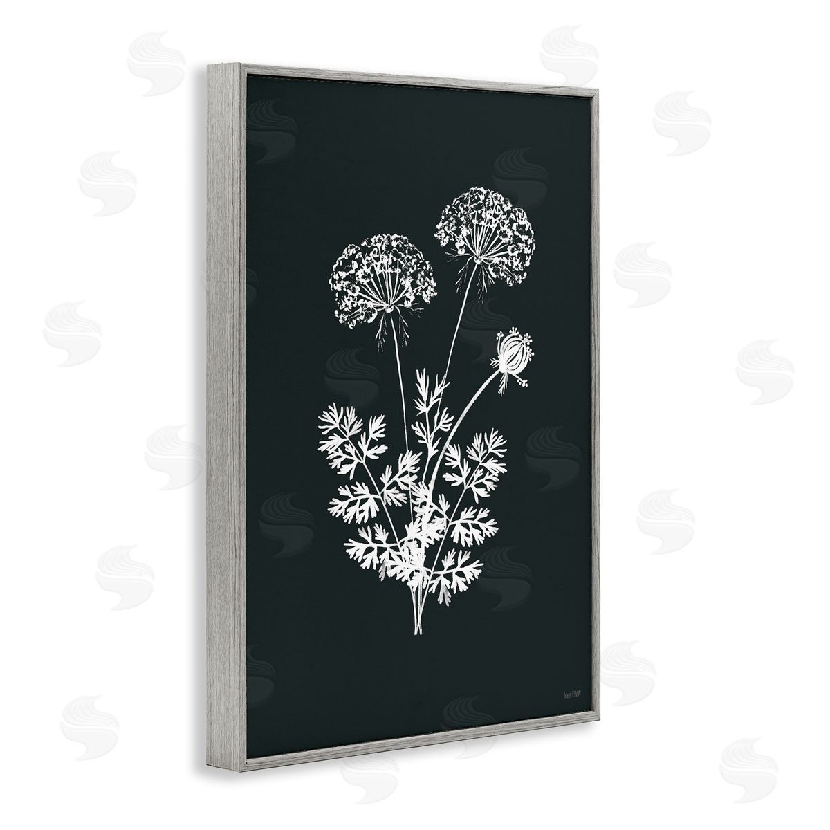 Black Herb Bunches Grey Frame Print Wall Art, Home Decor by House Fenway