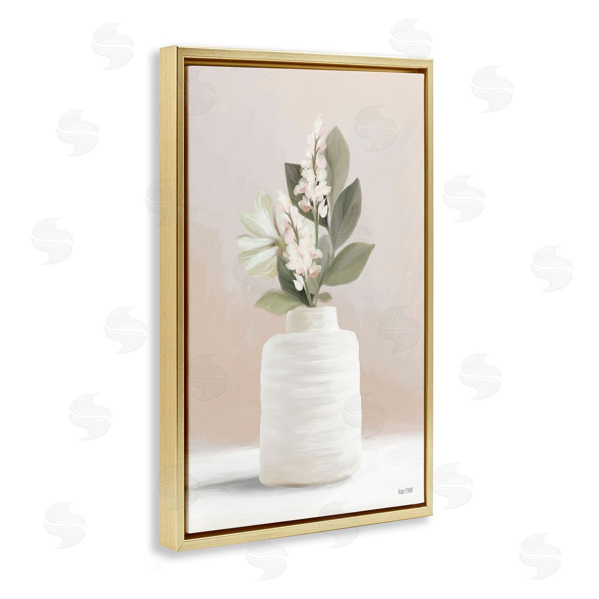 Simple Potted Herb Gold Floating Frame Canvas Wall Art, Home Decor by House Fenway