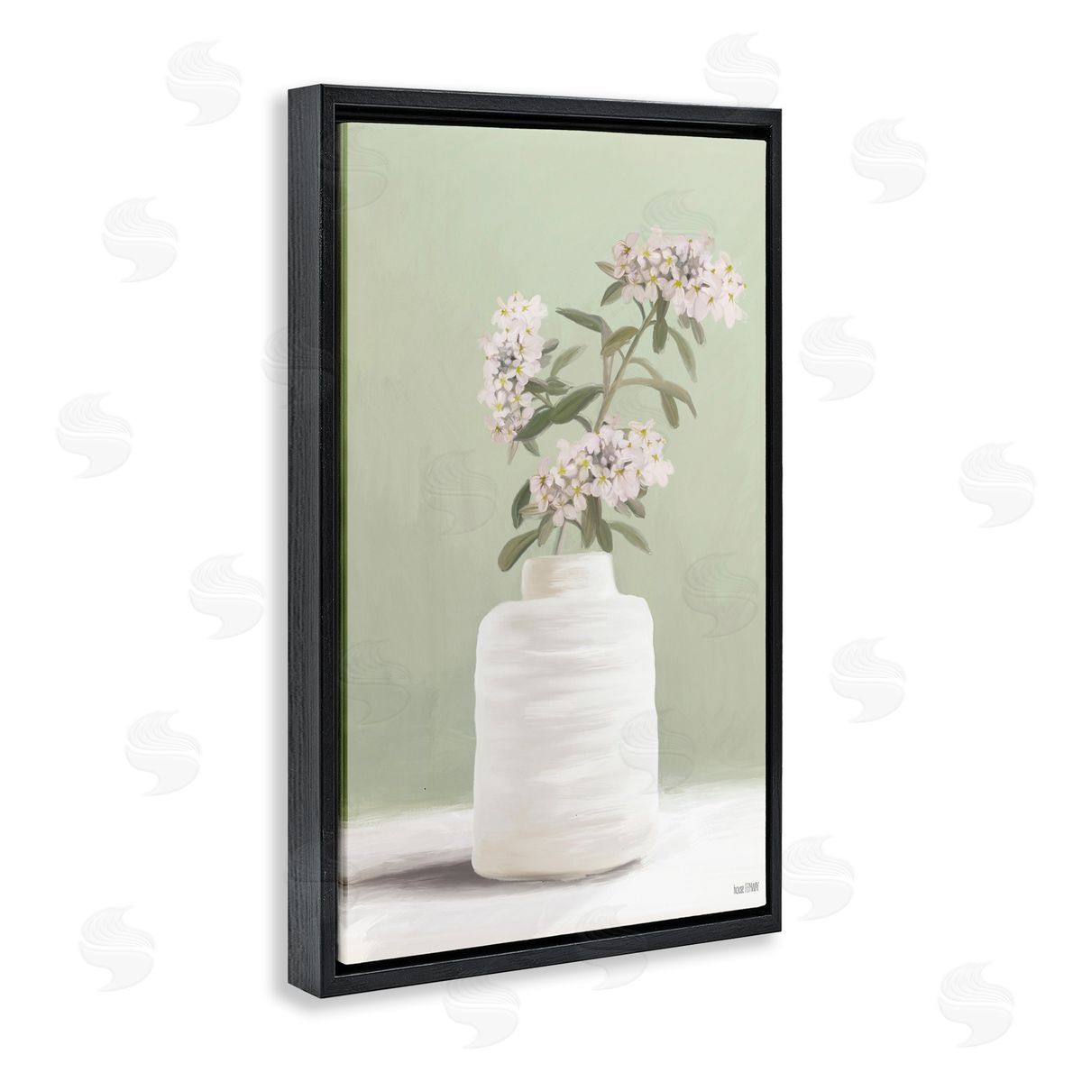 Simple Herb Vase Black Floating Frame Canvas Wall Art, Home Decor by House Fenway