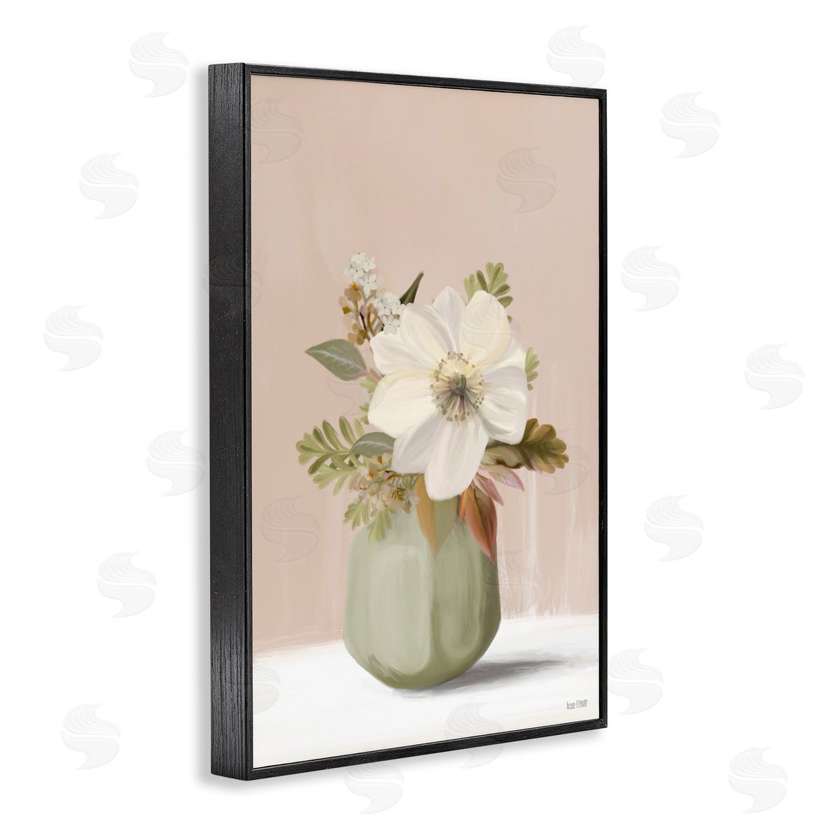Peach Pink Vase Black Frame Print Wall Art, Home Decor by House Fenway