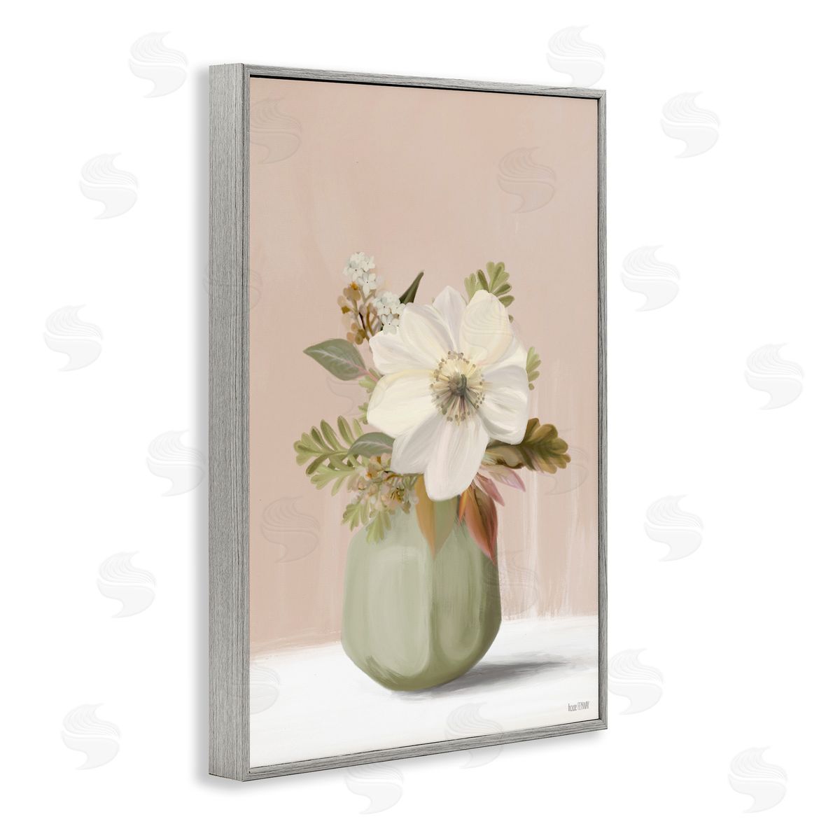 Peach Pink Vase Grey Frame Print Wall Art, Home Decor by House Fenway