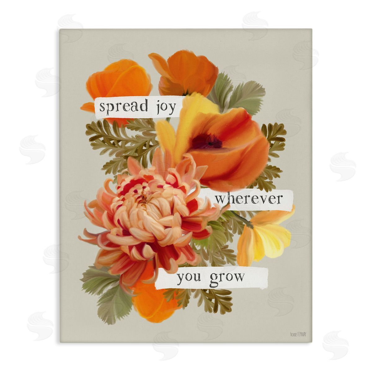 Spread Joy Flowers Canvas Wall Art, Home Decor by House Fenway