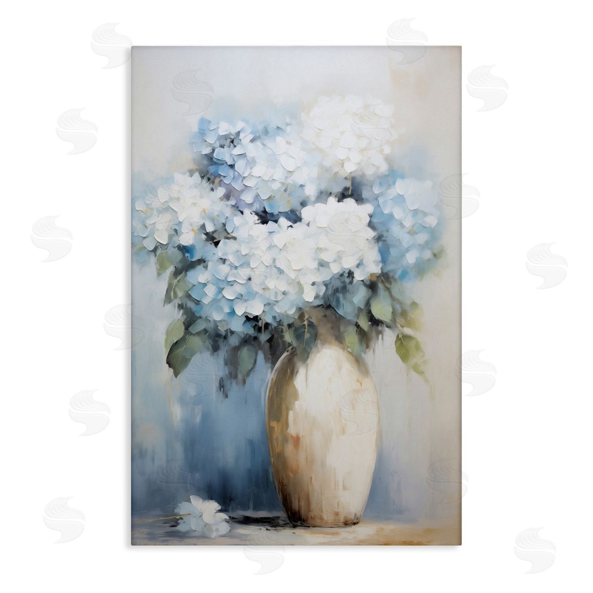 White and Blue Hydrangeas Canvas Wall Art, Home Decor by Gina Kelly