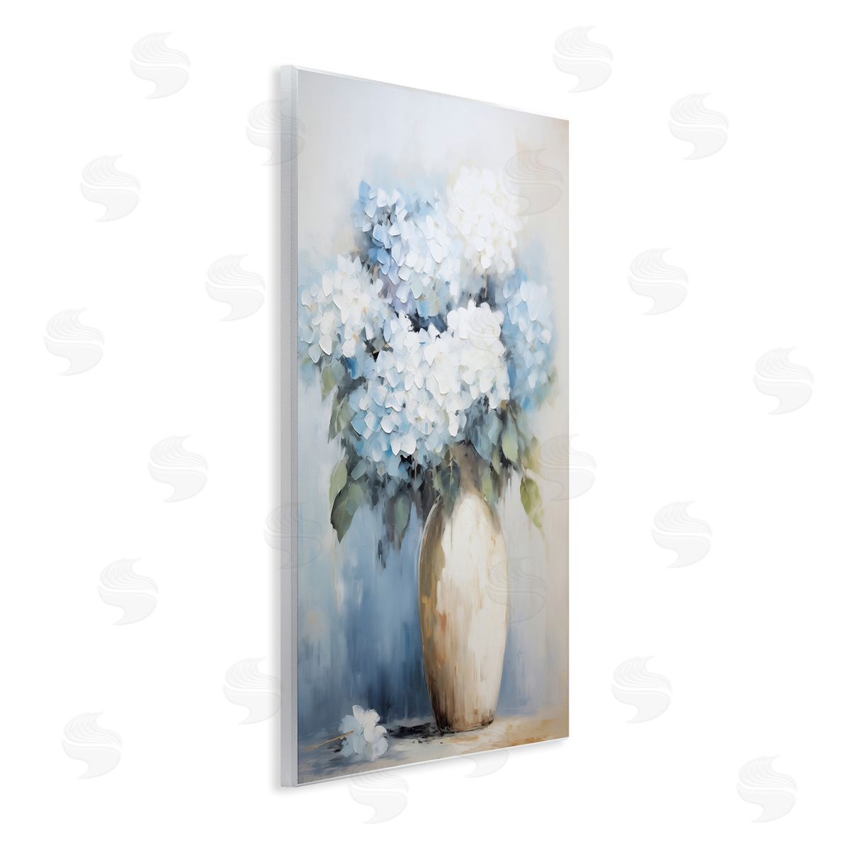 White and Blue Hydrangeas Wood Plaque Wall Art, Home Decor by Gina Kelly