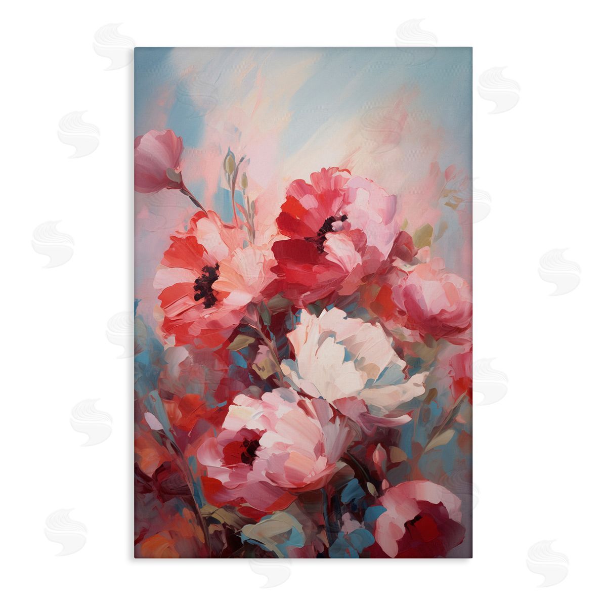 Red and White Anemones Canvas Wall Art, Home Decor by Gina Kelly