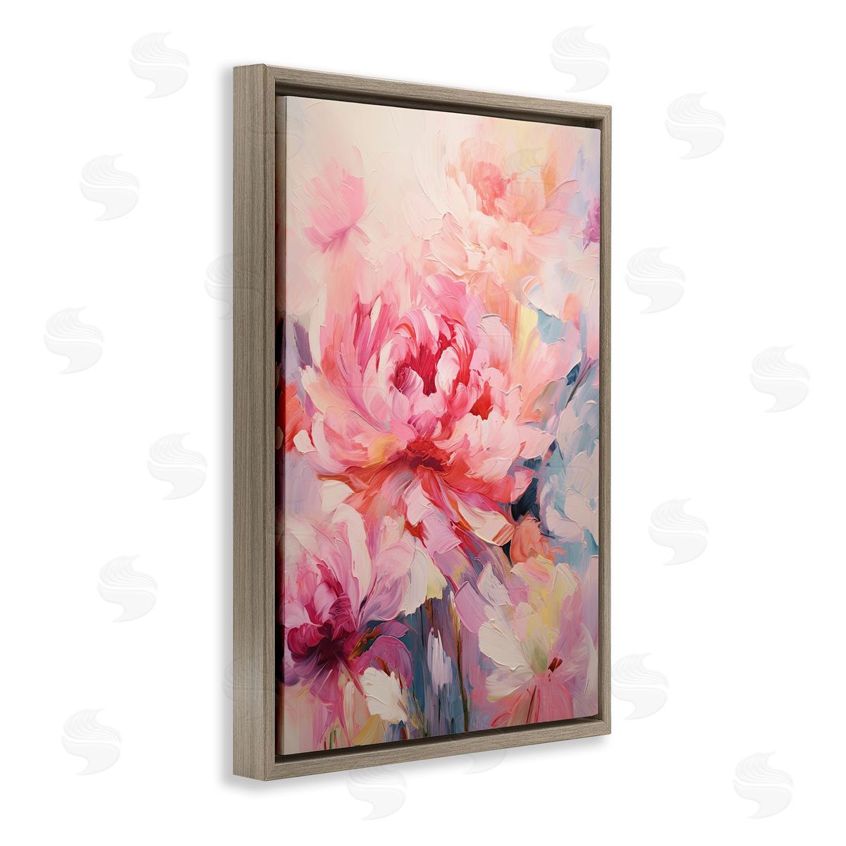 Floral Explosions Abstract Brown Floating Frame Canvas Wall Art, Home Decor by Gina Kelly