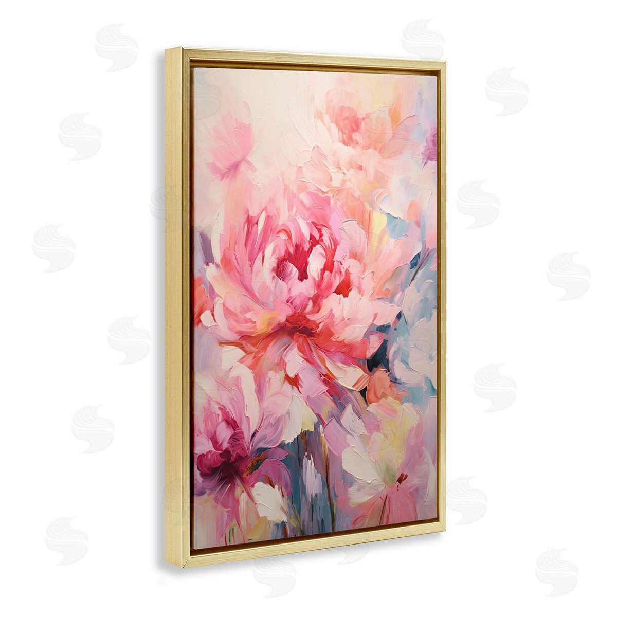 Floral Explosions Abstract Gold Floating Frame Canvas Wall Art, Home Decor by Gina Kelly