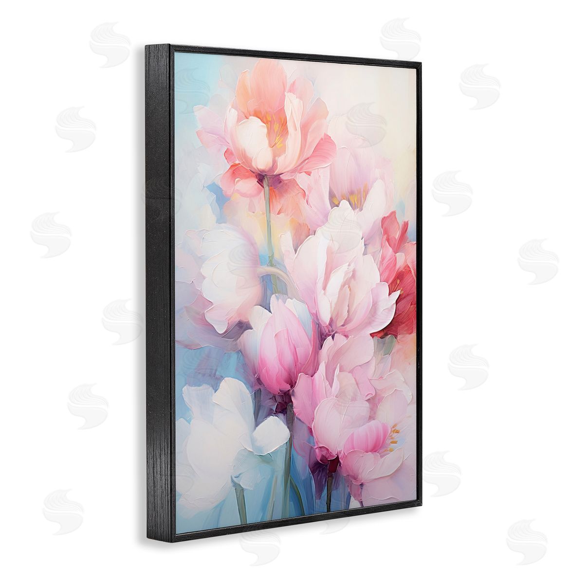 Soft Tulip Blossoms Black Frame Print Wall Art, Home Decor by Gina Kelly
